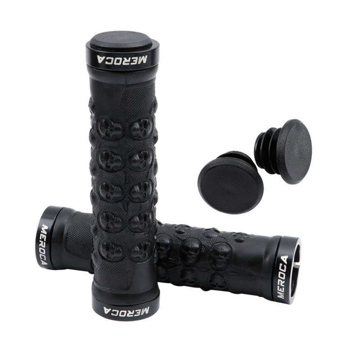 MEROCA Mountain Bike Anti-slip Shock Absorber Riding Grip Cover, Style: Bilateral Lock Skull ME23...