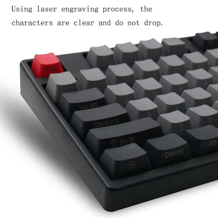 Mechanical Keyboard Laser PBT Keycap Carbon Front Words