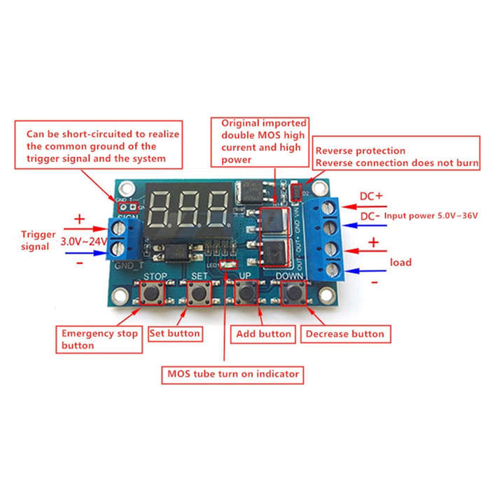 Automotive Delay Switch Module High Power MOS Control Automatic Timing(PCB)