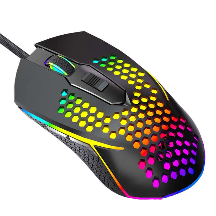 LEAVEN S50 6Keys Macro Definition Programmable RGB Lighted Gaming Wired Mouse, Cable Length: 1.5m...