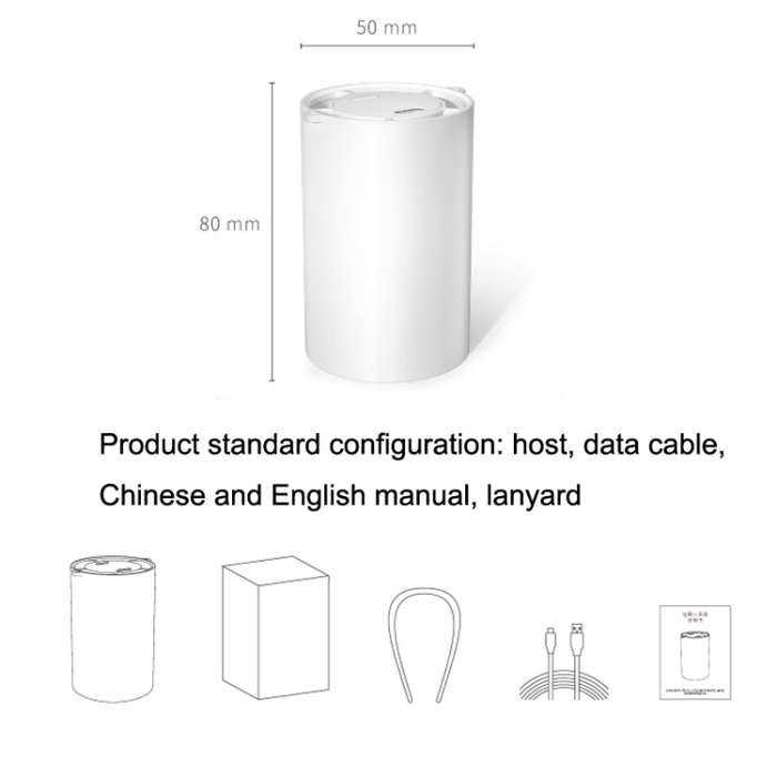 N1 Mini Portable USB Leafless Hanging Neck Fan(White)