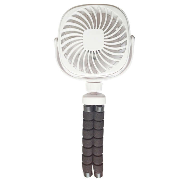 Octopus Stroller Deformation Fan Desktop Portable Handheld USB Small Fan, Colour: 1200mAh White
