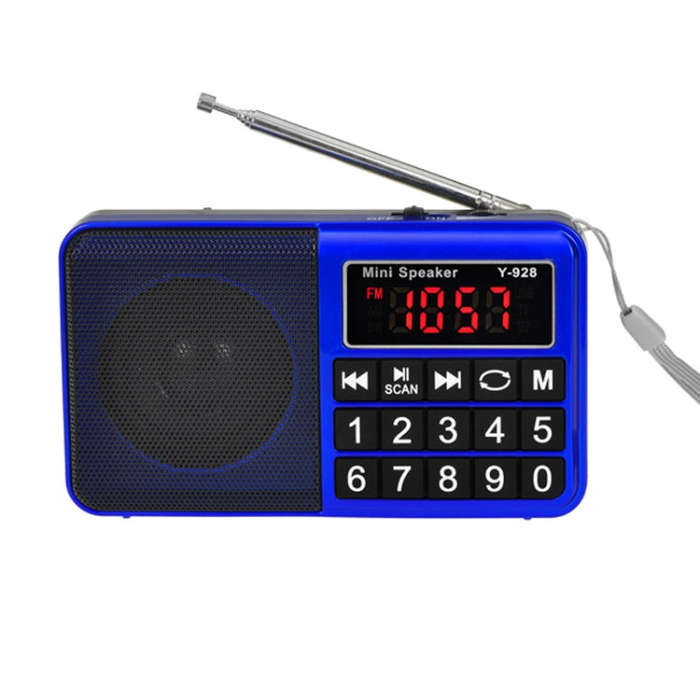 Y-928 FM Radio LED Display MP3 Support  TF Card U Disk(Blue)