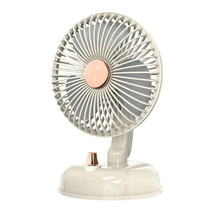 F10 Portable Quiet Desktop Retro Moving Head USB Fan(Milk White)