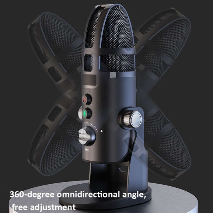 M9 RGB Condenser Microphone Built-in Sound Card,Style: Computer+Type-C+8pin+32G+3m Headphone