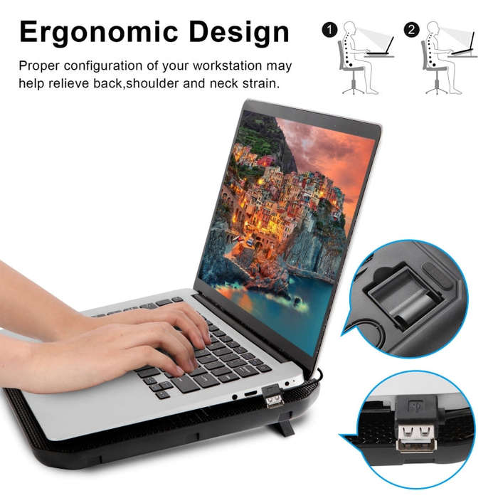NUOXI M10 Dual USB Laptop Cooler(Black)