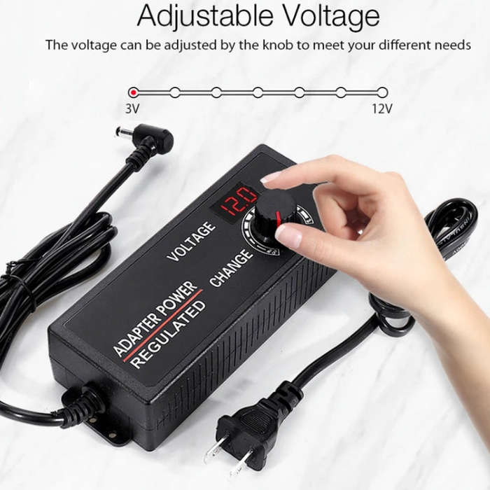 HuaZhenYuan 3-12V5A High Power Speed Regulation And Voltage Regulation Power Adapter With Monitor...