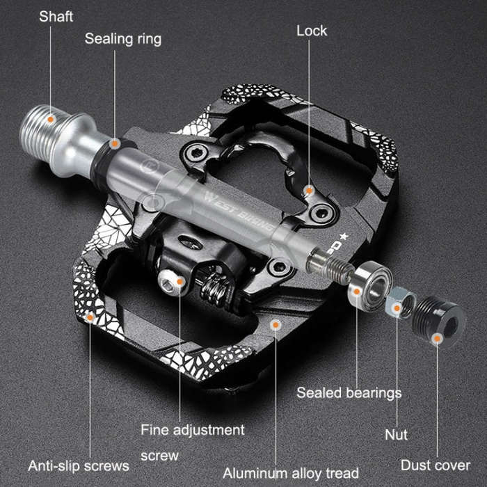 A Pair WEST BIKING YP0802086 Mountain Bike Aluminum Bearing Pedals(Blue)