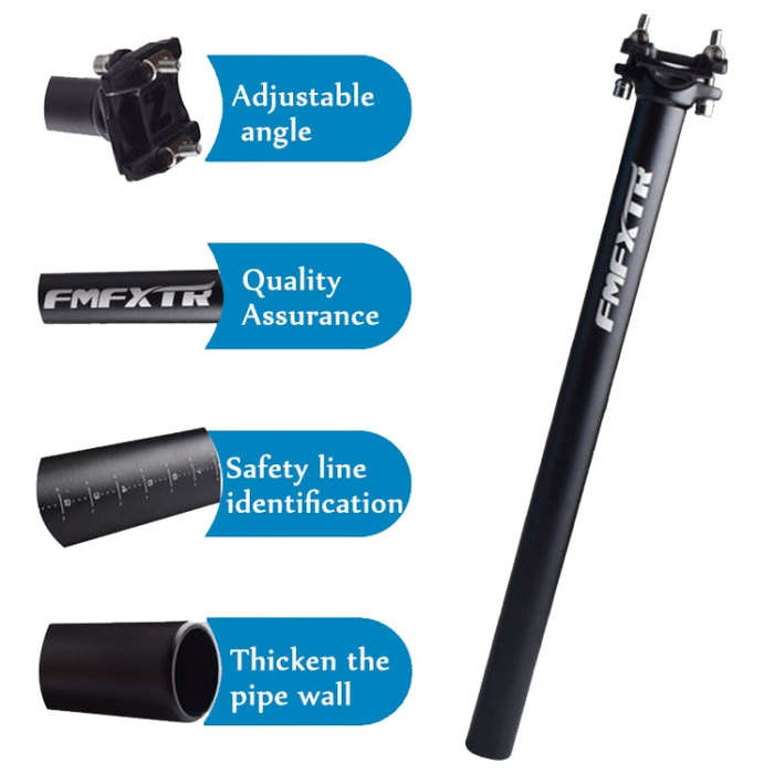 FMFXTR Bicycle Extended Saddle Seat Tube Double Nail Straight Tube, Specification: 31.6mm(Black)