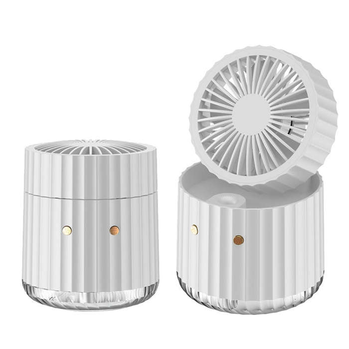 PW01 USB Water Cooling Mini Fan Desktop Turbo LED Spray Humidifying Air Cooler(White)