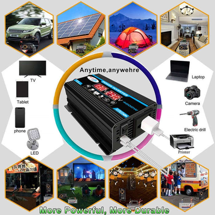 Solar Power System Inverter 30A Controller+18W 12V Solar Panel, Specification: Yellow 12V To 220V