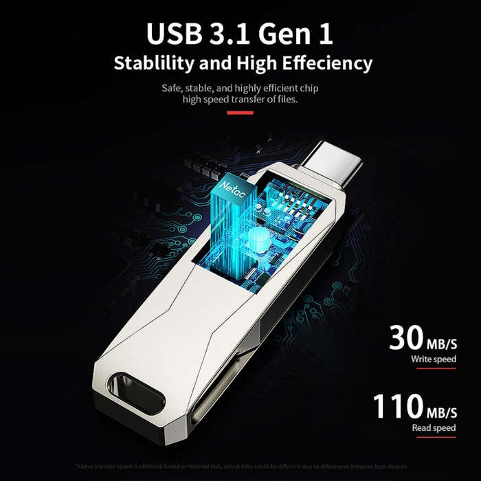 Netac U782C Type-C Dual Interface High-Speed Metal Computer USB Flash Drive, Capacity: 32GB