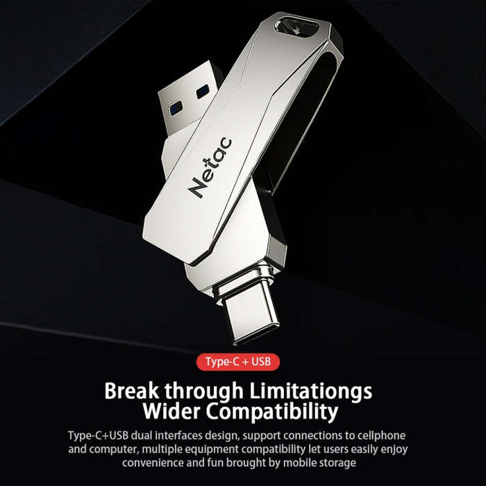 Netac U782C Type-C Dual Interface High-Speed Metal Computer USB Flash Drive, Capacity: 32GB
