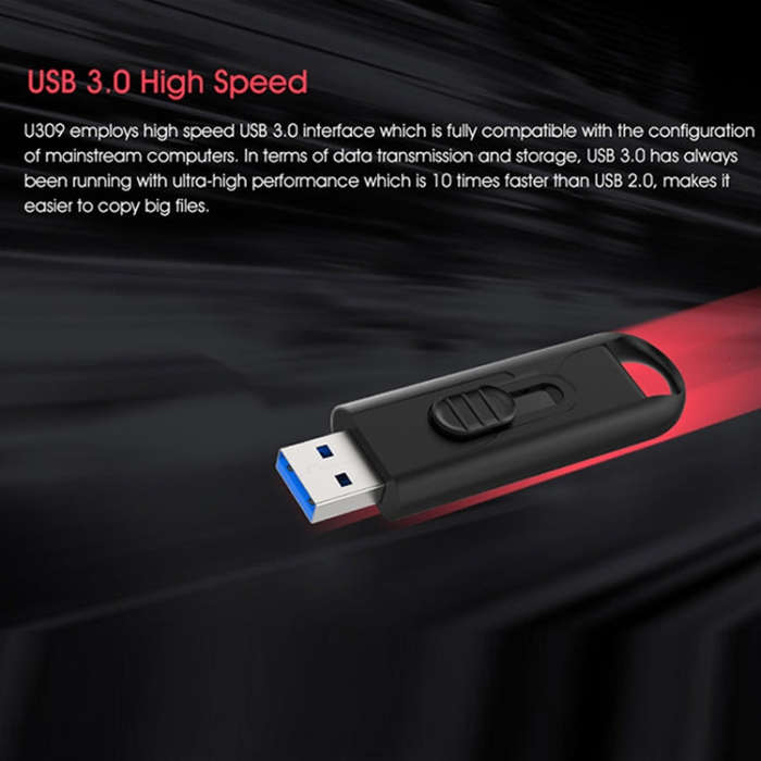 Netac U309 High Speed USB3.0 Push-Pull Encrypted USB Flash Drive, Capacity: 64GB