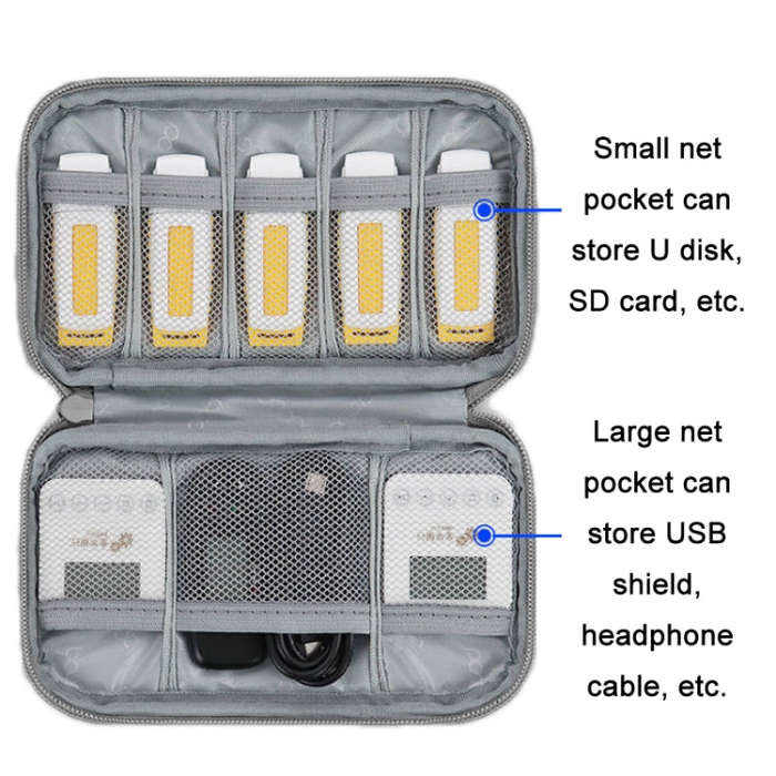 Baona BN-C004 Mini U Disk Headphone Data Cable Storage Bag, Color: Single Layer (Gray)