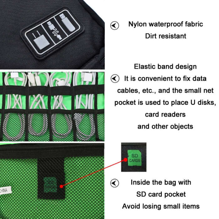 Multifunctional Portable Mobile Phone Digital Accessories U Disk Storage Bag, Color: Black