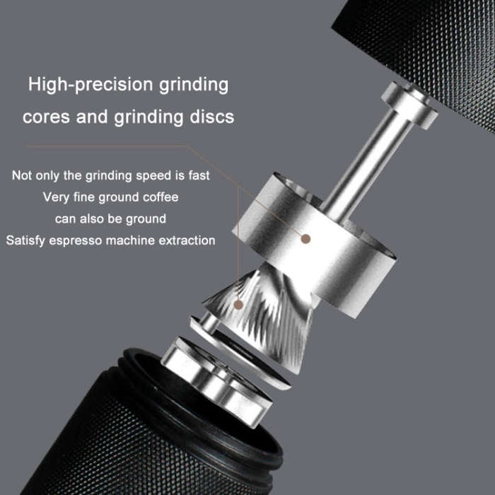 CNC Stainless Steel Hand Crank Coffee Bean Grinder, Specification: Hexagon Black