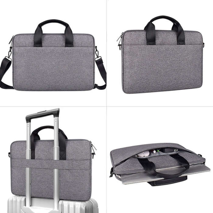 ST09 Portable Single-shoulder Laptop Bag, Size: 15.6 inches(Gray with Shoulder Strap)