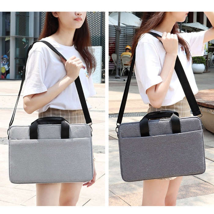 ST09 Portable Single-shoulder Laptop Bag, Size: 15.6 inches(Gray with Shoulder Strap)