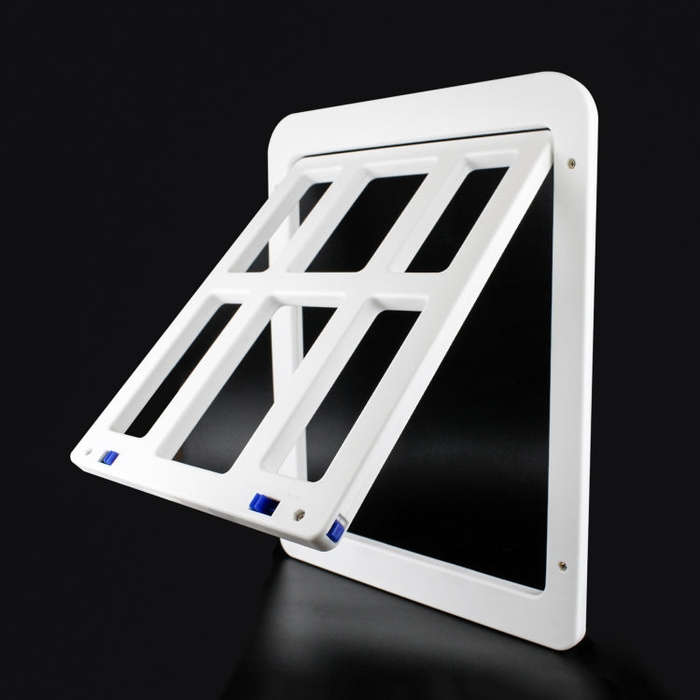 34cmx 44cm  Pet Plaid Door For Screen Window Door Hole With Automatic Closure Lockable(White)