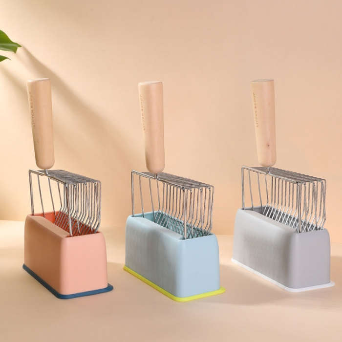 Metal Wooden Handle Cat Litter Remove Pet Cleaning Tool, Specification Base (Random  Color Delivery)