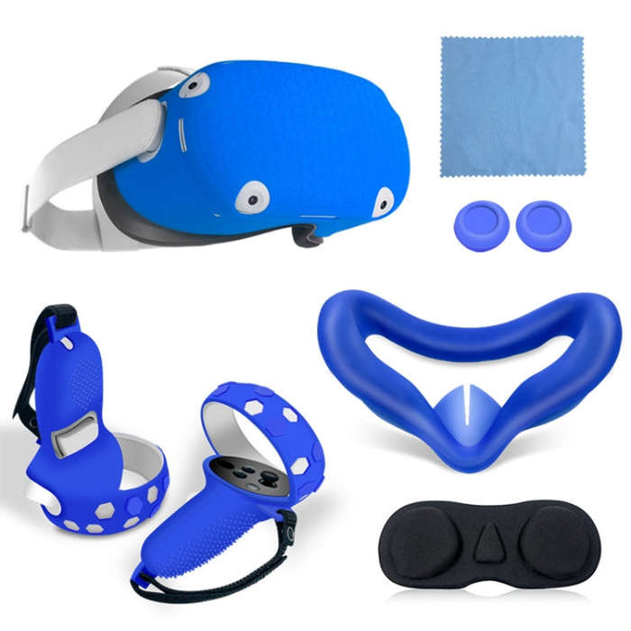 6 PCS/Set For Quest Silicone All-Inclusive Console Controller Cover(Blue)