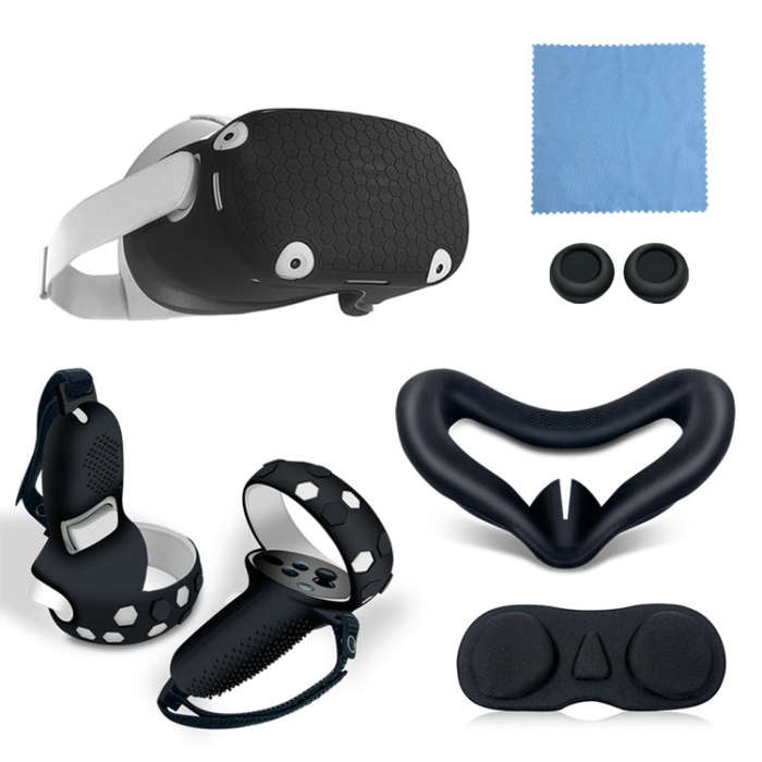 6 PCS/Set For Quest Silicone All-Inclusive Console Controller Cover(Black)