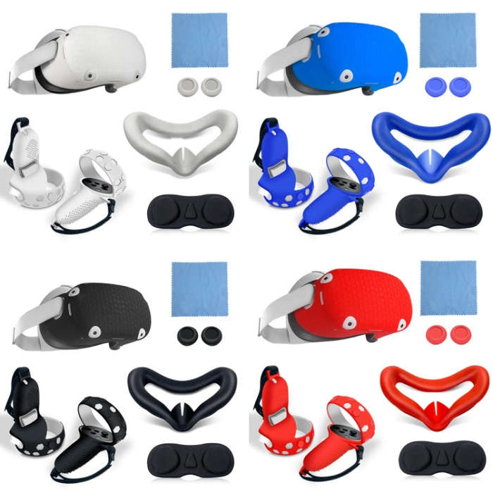 6 PCS/Set For Quest Silicone All-Inclusive Console Controller Cover(Blue)
