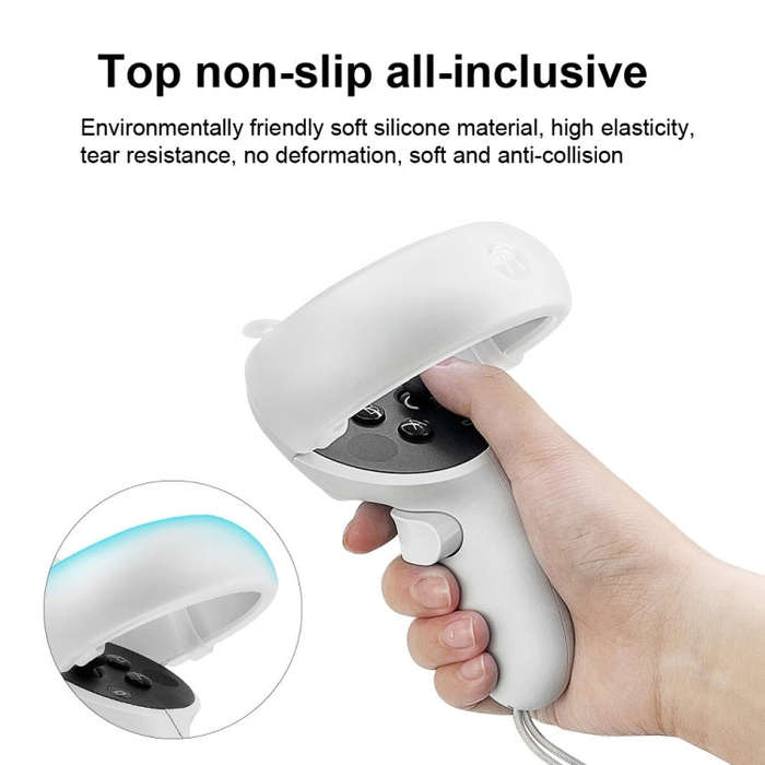 1 Pair  Controller Grip Anti-collision Silicone Ring for Quest 2(Transparent)