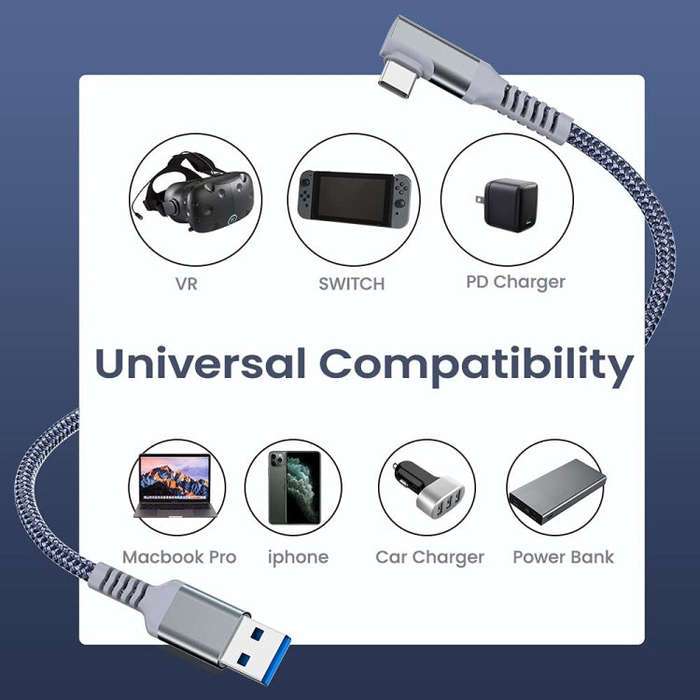 USB3.2 Gen1 VR Link Streamline For Quest 2, Model: A-C  Aluminum Shell 3M Braided Wire