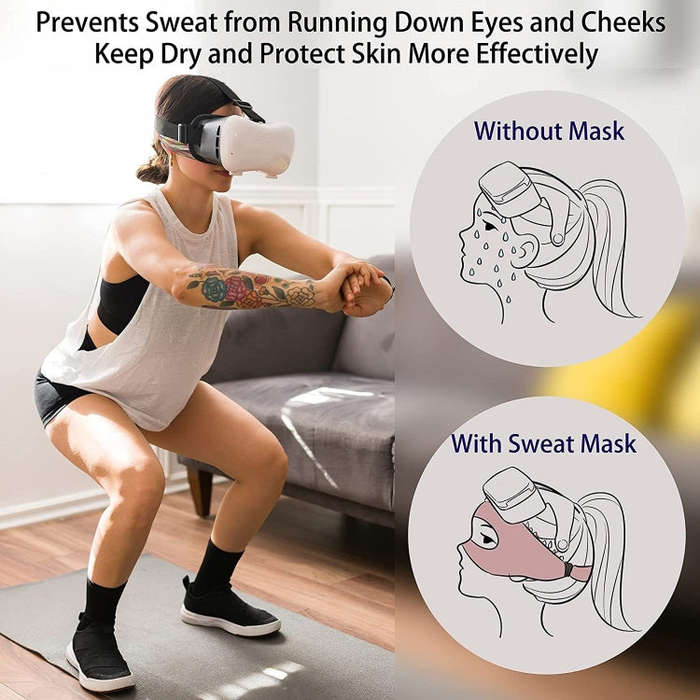 VR Glasses Head-mounted Breathable Sweat-proof Eye Mask(Blue White)