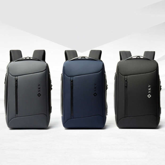 SKV B20430 Men Large Capacity Commute Computer Bag Business Casual Backpack(Blue)