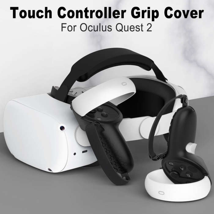 VR Controller Anti-collision Half-pack Silicone Protective Cover For Quest 2(Black)