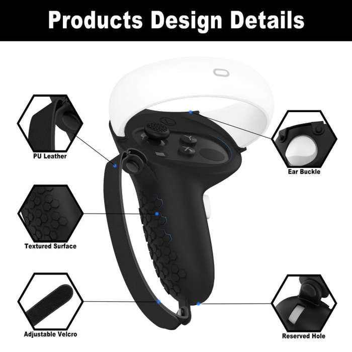 VR Controller Anti-collision Half-pack Silicone Protective Cover For Quest 2(Black)