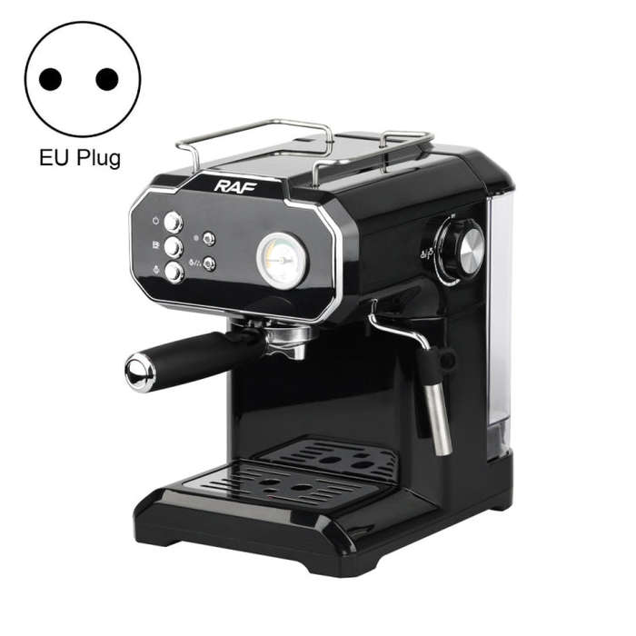 RAF R.104 Home Small Semi Automatic High Pressure Steam Milk Foaming Coffee Machine, EU Plug(Black)