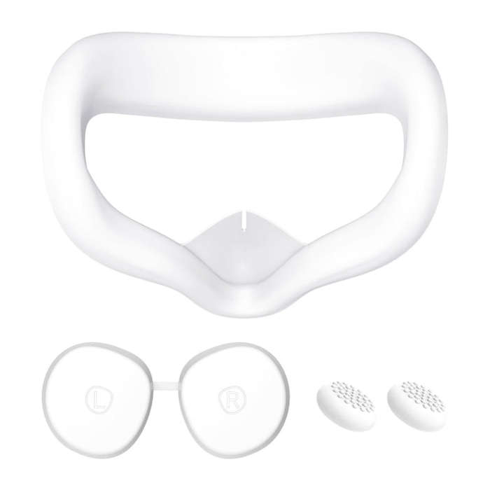 VR Silicone Eye Mask+Lens Protective Cover+Joystick Hat, For Quest 2(White)