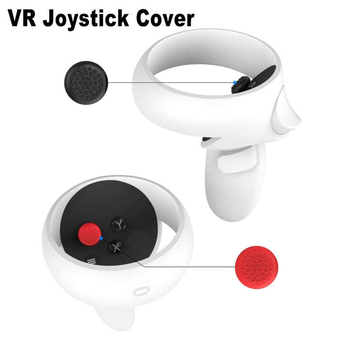 VR Silicone Eye Mask+Lens Protective Cover+Joystick Hat, For Quest 2(Pink)