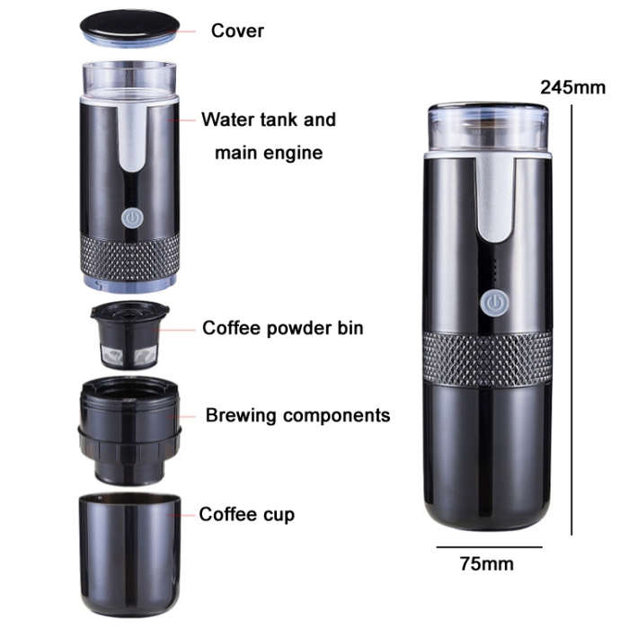 Fully Automatic Portable Wireless Coffee Machine(Black)