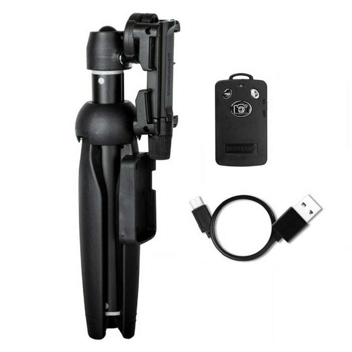 YUNTENG 9928N Mobile Phone Selfie Rod Tripod With Bluetooth Remote Control(23-120cm Black)