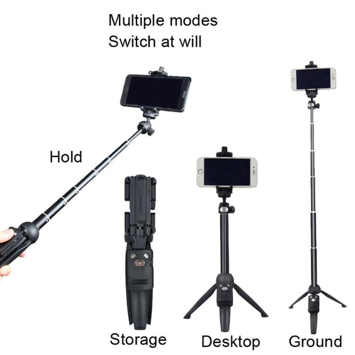 YUNTENG 9928 Mobile Phone Selfie Rod Tripod With Bluetooth Remote Control(20-100cm Black)