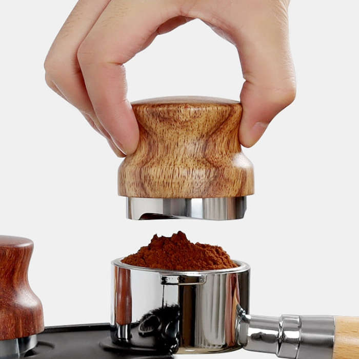 58 mm Pear Wood Stainless Steel Coffee Compressor