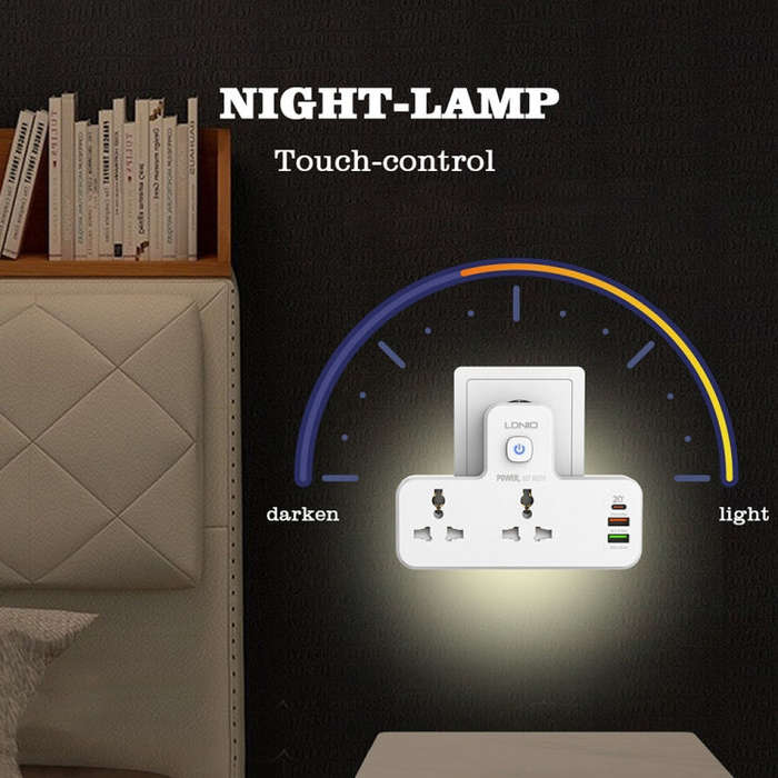 LDNIO SC2311 20W PD+QC 3.0 Multifunctional Home Fast Charging Socket with Night Light, Spec: US Plug