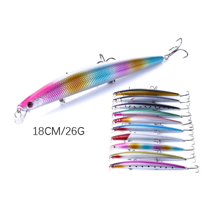 HENGJIA MI101 18cm 26g Long-distance Casting Sea Fishing Fake Lures Minnow Baits, Color: 6