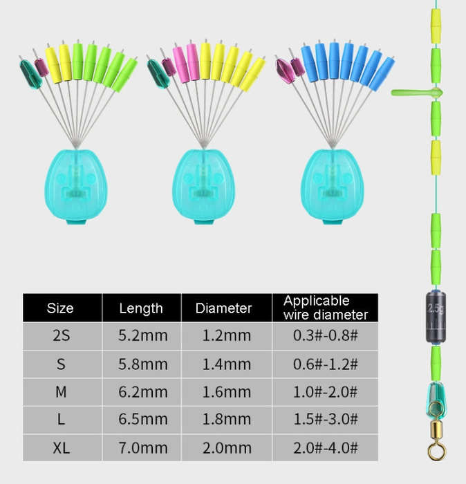 50pcs Drum Type Space Bean Fishing Gear Supplies for Fishing Rods, Size: S(7+2 Blue)