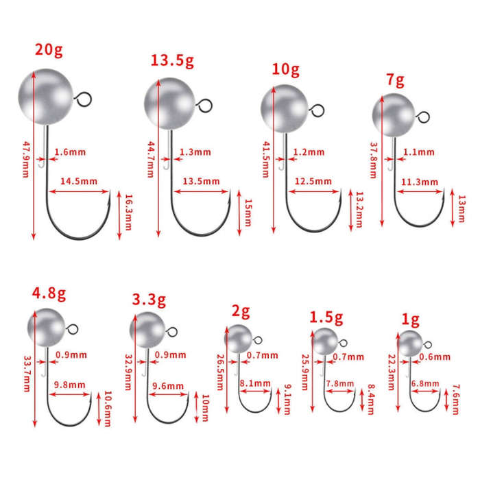 HENGJIA JI035 40pcs 1.5g Lead Head Hook Fishing Gear Lua Anti-drop Hooks