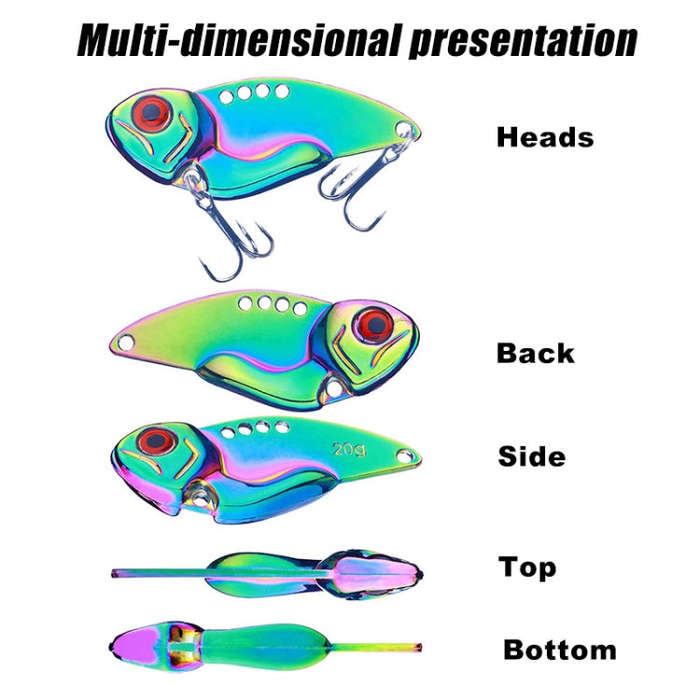 HENGJIA Metal VIB Micro-Bait Sequin Full Swimming Layer Fake Bait, Specification: 10g(Without Fis...
