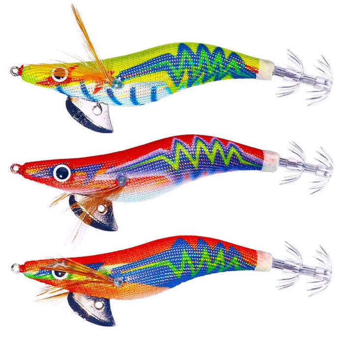 HENGJIA SJ037 Luminous Electroplated Flash Wooden Shrimp Squid Lures(Red)