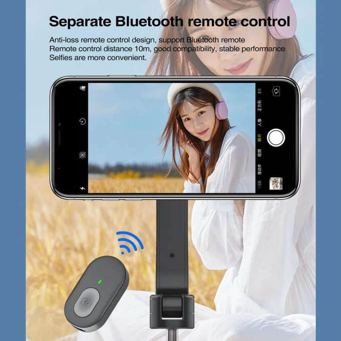 Magnetic Selfie Stick Tripod Handheld Stabilizer Rod With Remote Controller(White)