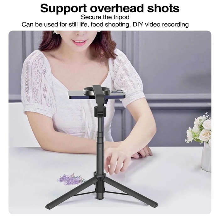 Magnetic Selfie Stick Tripod Handheld Stabilizer Rod With Remote Controller(White)