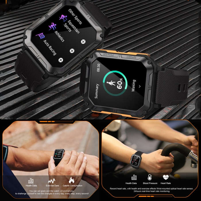 C20 Pro 1.83 Inch IP68 Waterproof Bluetooth Call Three-Proof Smart Sports Watch(Black)